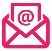 Red email icon representing customer inquiries and communication.